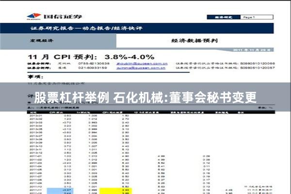 股票杠杆举例 石化机械:董事会秘书变更