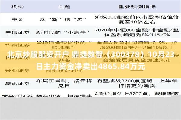 北京炒股配资开户 鼎捷数智（300378）10月23日主力资金净卖出4865.84万元