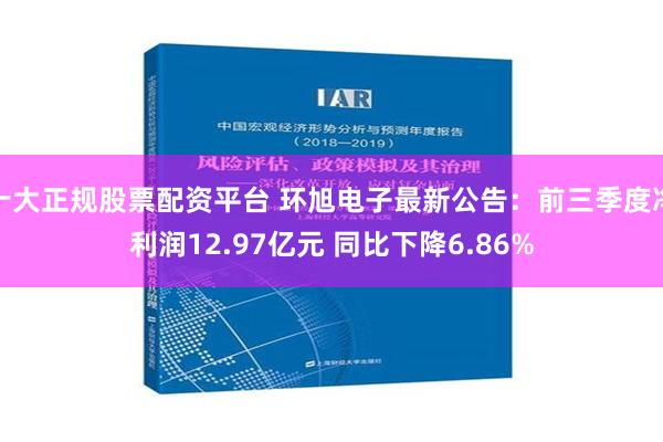 十大正规股票配资平台 环旭电子最新公告：前三季度净利润12.97亿元 同比下降6.86%